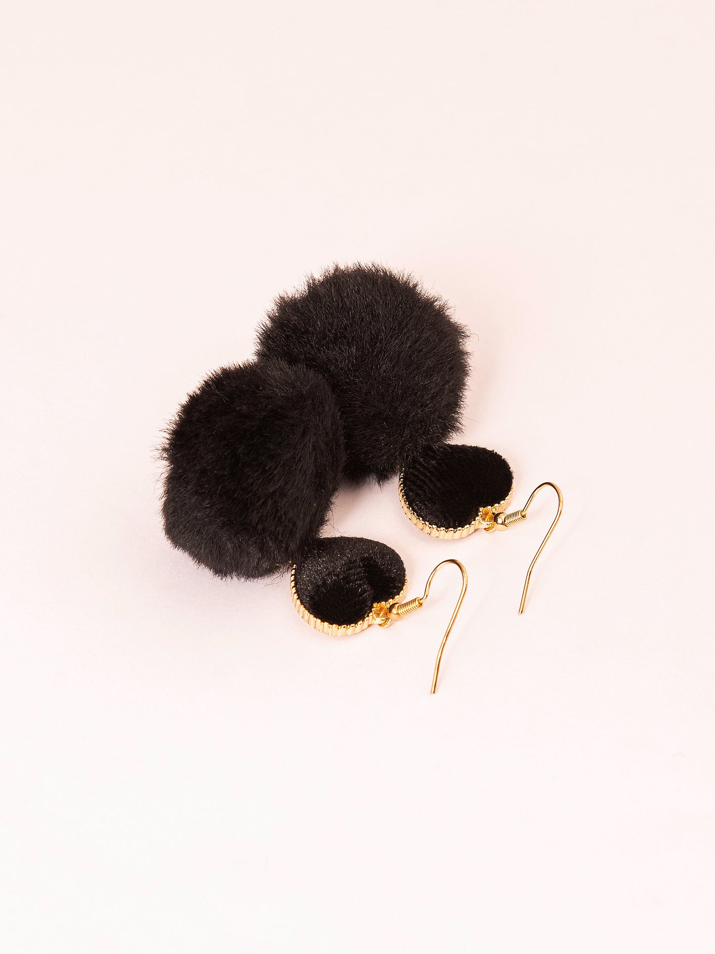 Heart Pompom Drop Earrings