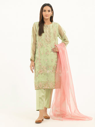 3 Piece Organza Suit-Embroidered (Pret)