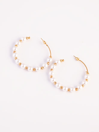 Pearl C-Hoop Earrings