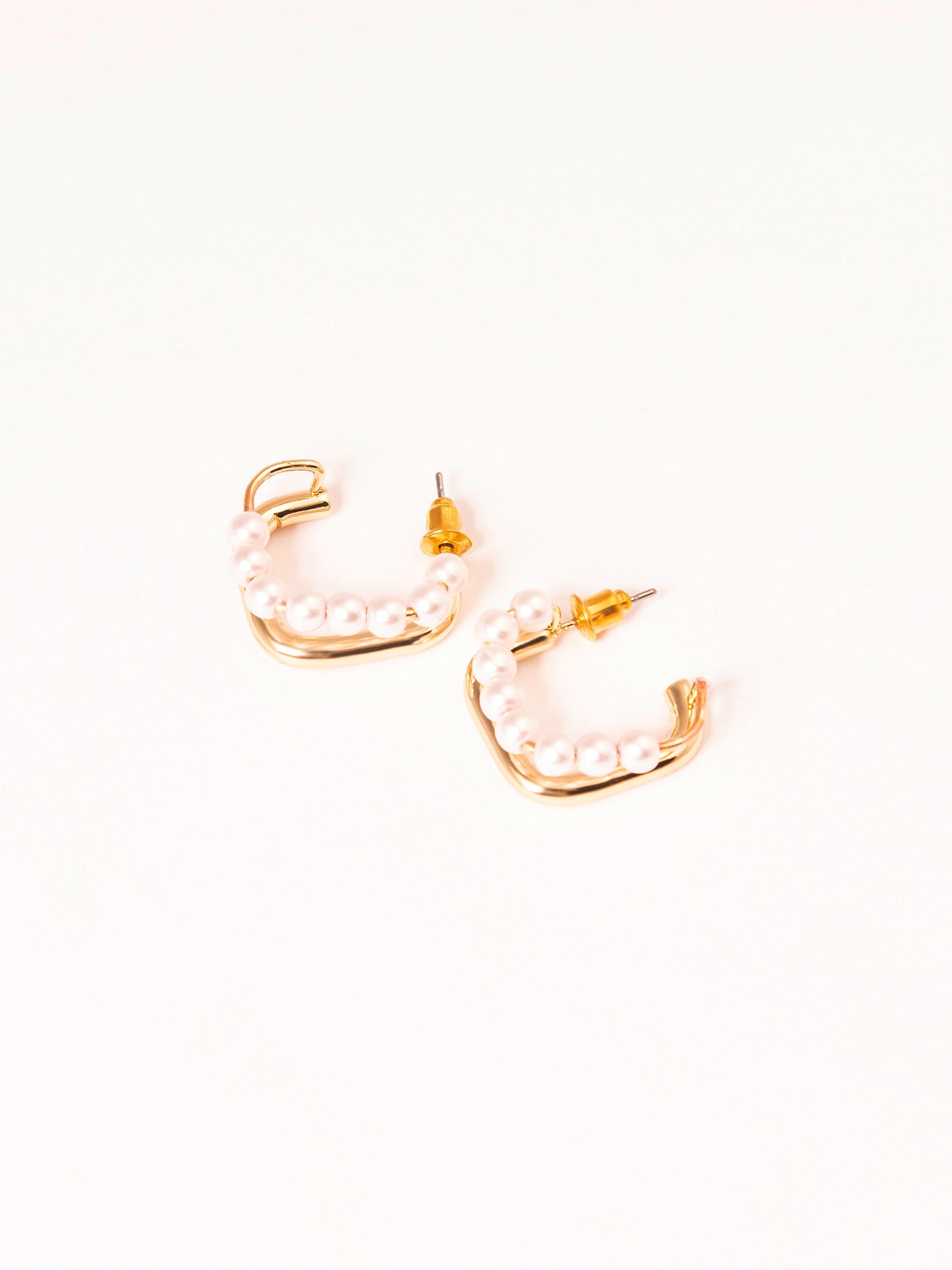 Pearl Square Hoop Earrings