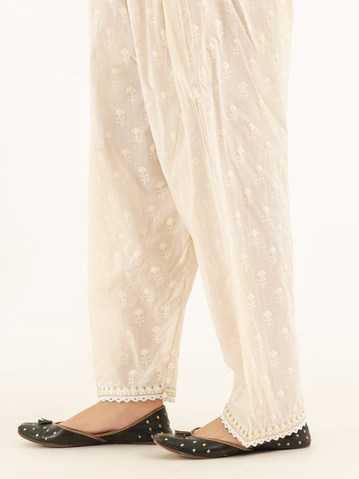 Embroidered Khaddar Trousers