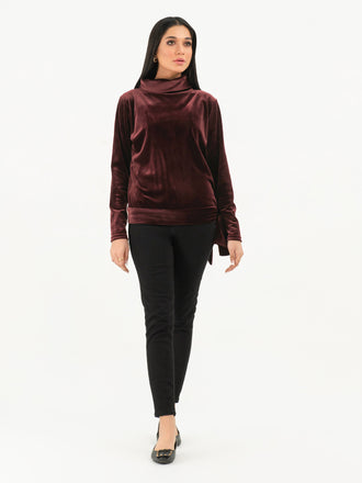 Turtle Neck Velvet Top