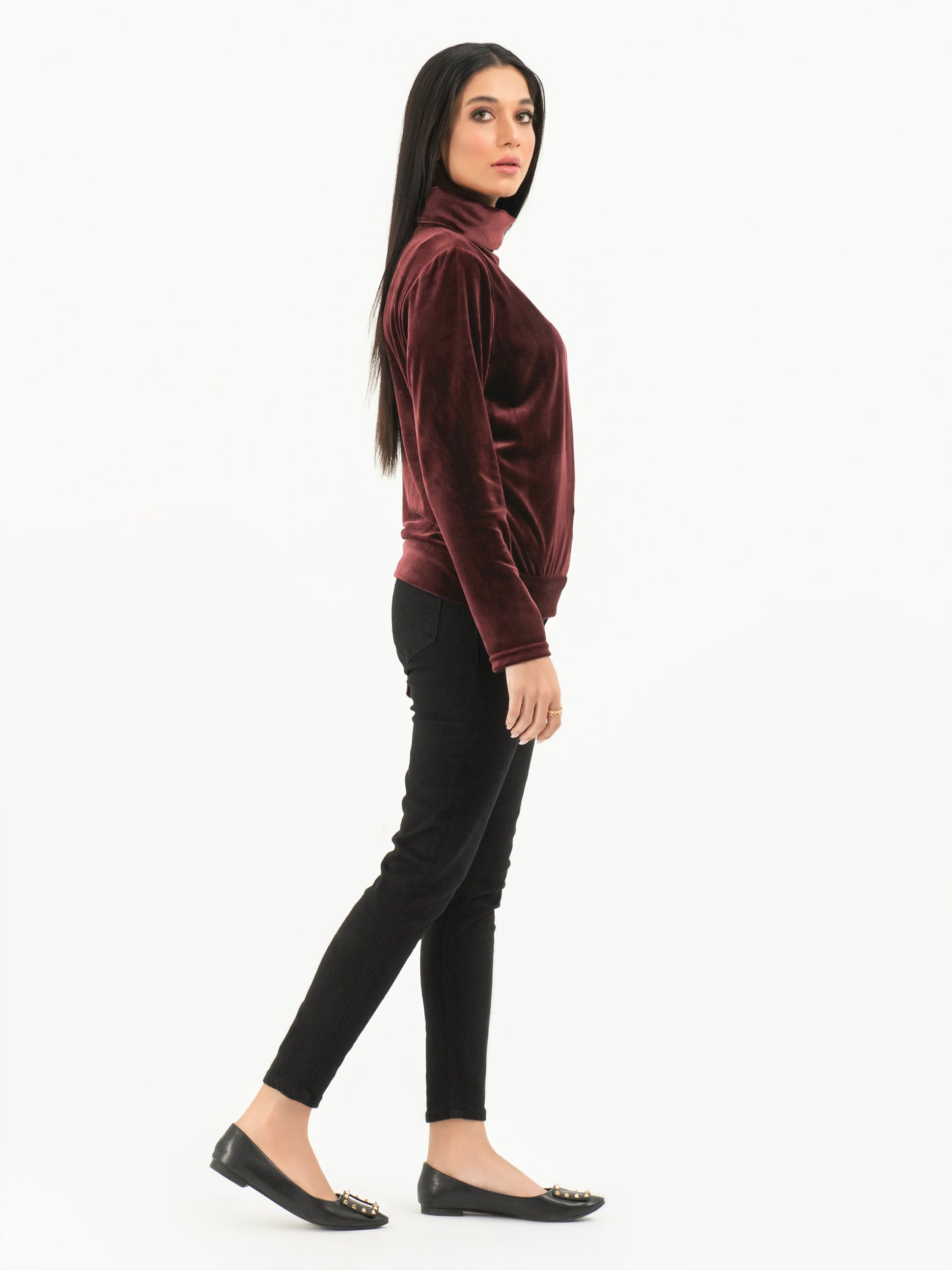 Turtle Neck Velvet Top