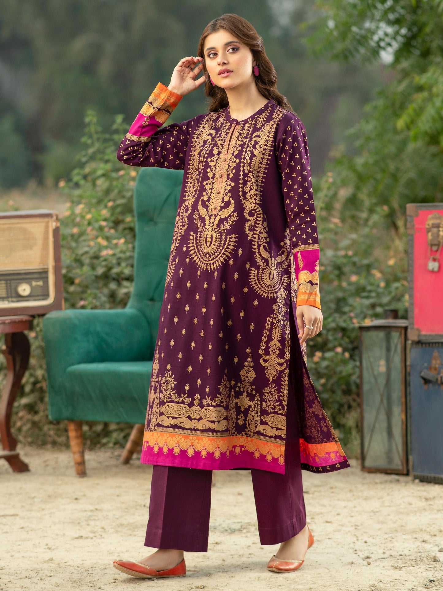 2 Piece Khaddar Suit-Pasted (Unstitched)