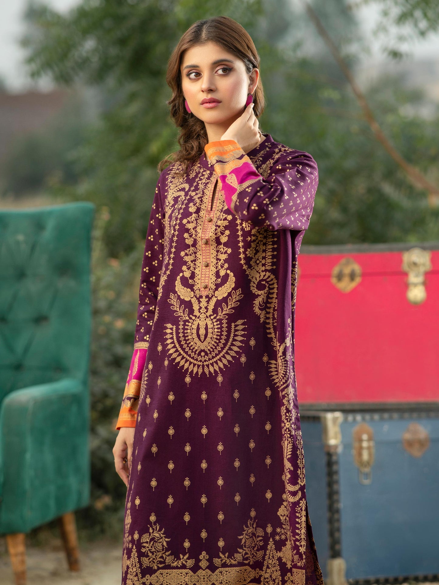 2 Piece Khaddar Suit-Pasted (Unstitched)