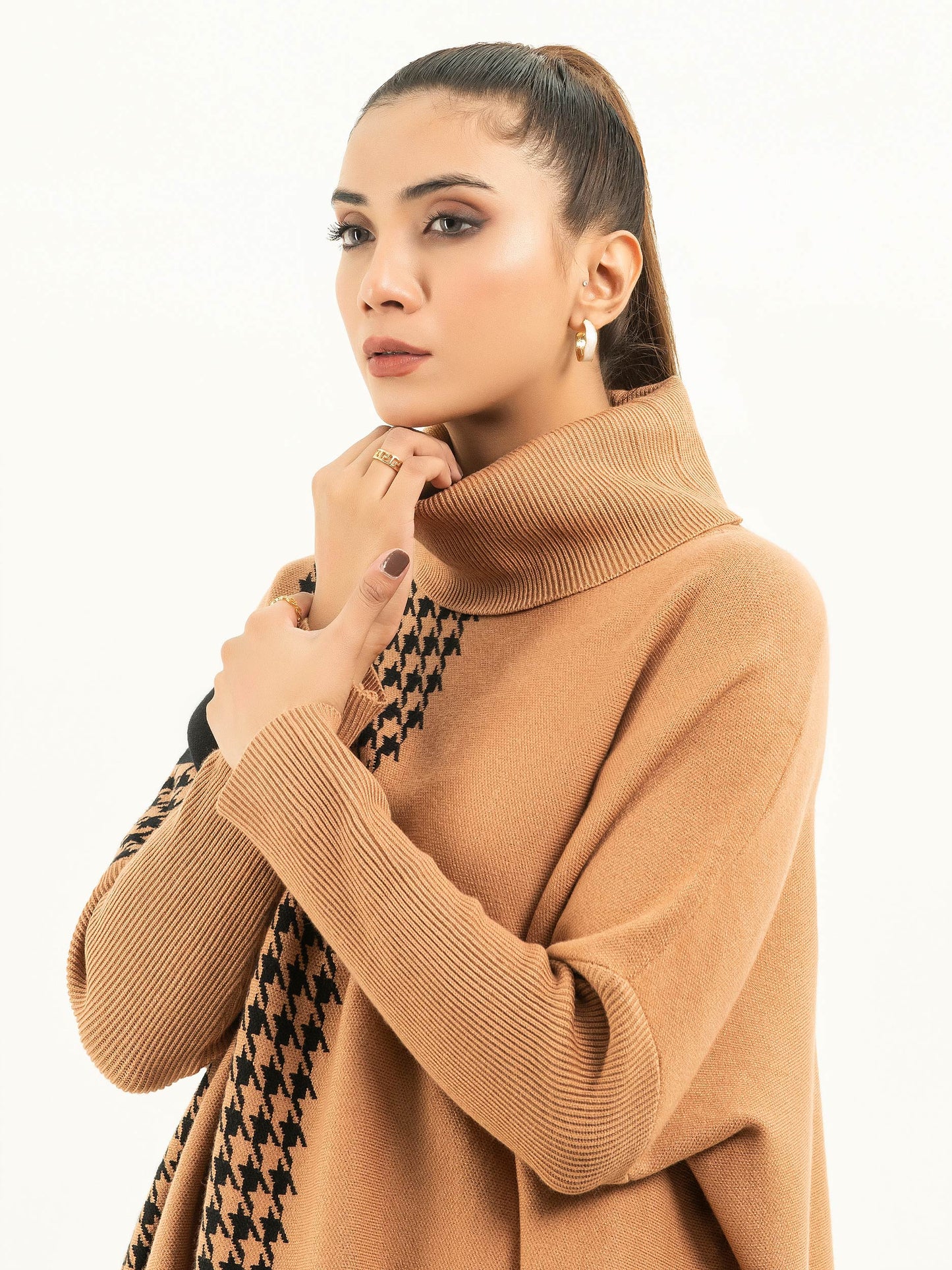 Two Tone Turtle Neck Sweater