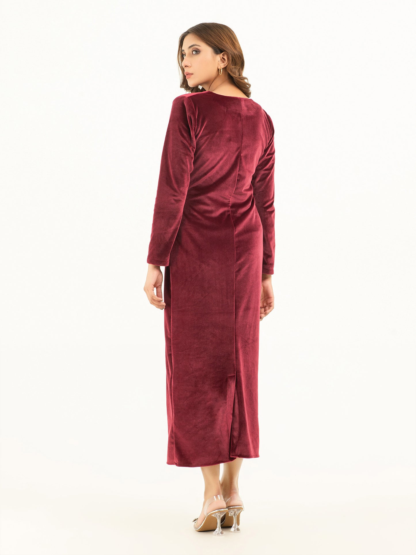 Cowl Neckline Velvet Dress