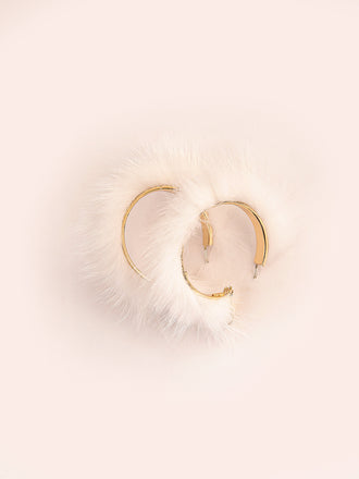 Fur Hoop Earrings