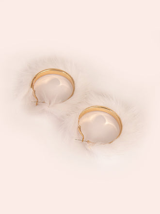 Fur Hoop Earrings