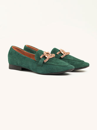 Embellished Suede Loafers