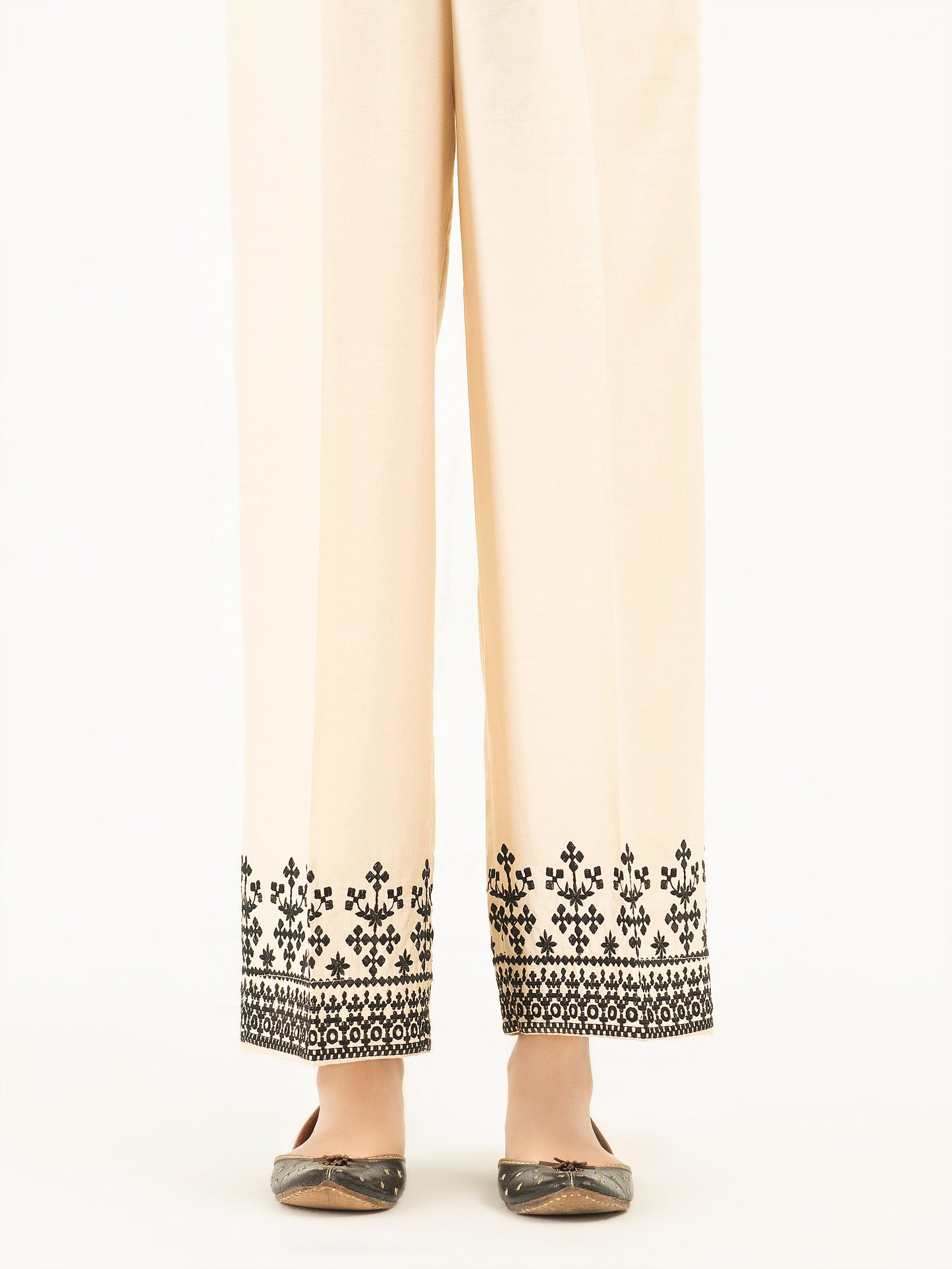 Embroidered Satin Trousers