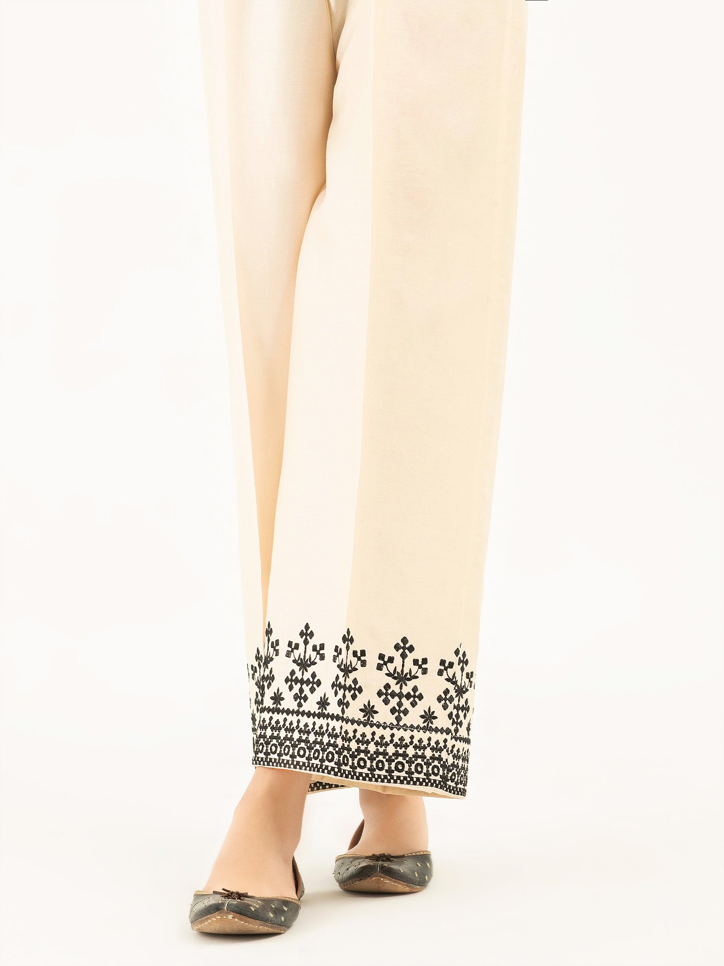 Embroidered Satin Trousers