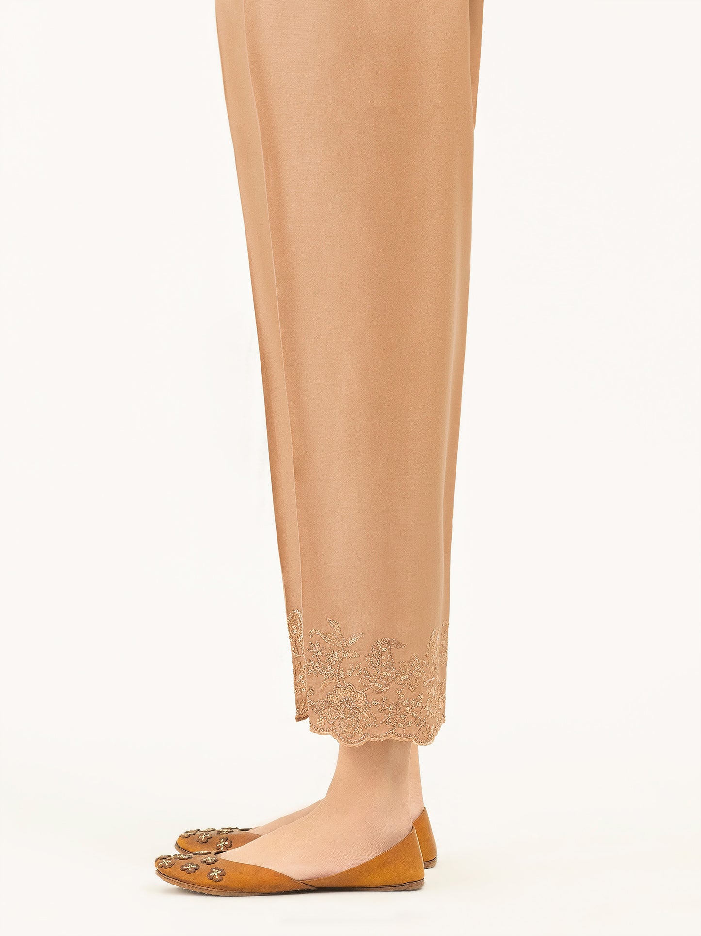 Embroidered Satin Trousers