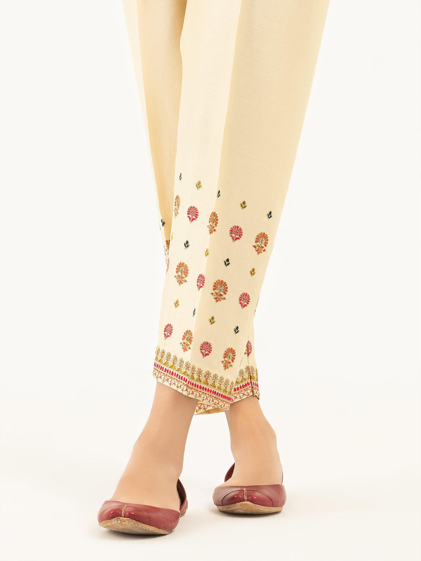 Embroidered Satin Trousers