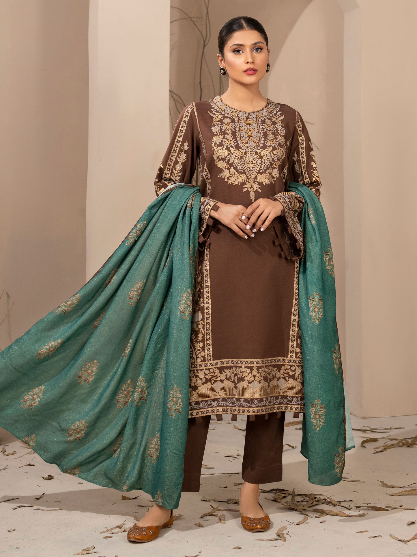 3 Piece Khaddar Suit-Pasted (Unstitched)