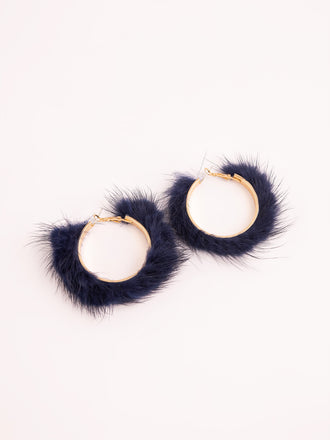 Embellished Fur Earrings