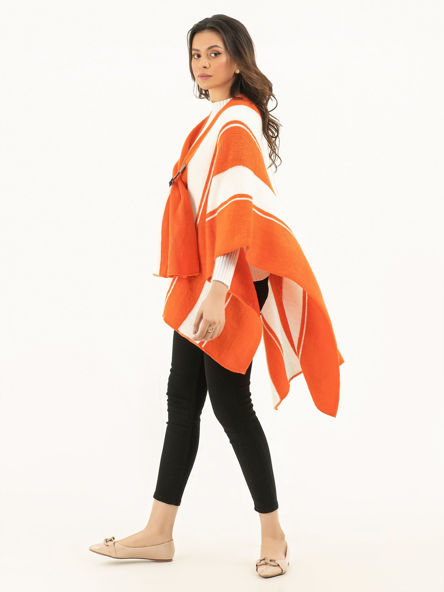 Buckled Two Tone Cape Shawl