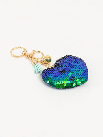 Sequined Heart Keychain