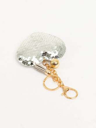 Sequined Heart Keychain