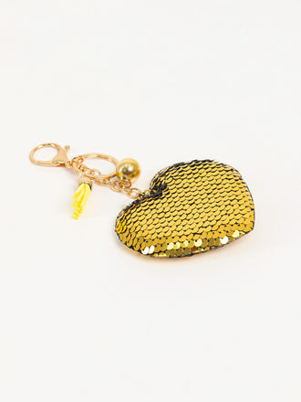 Sequined Heart Keychain