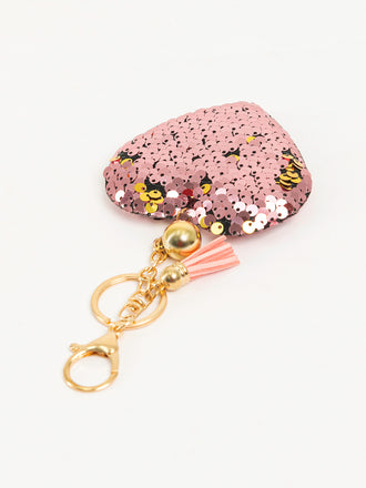 Sequined Heart Keychain