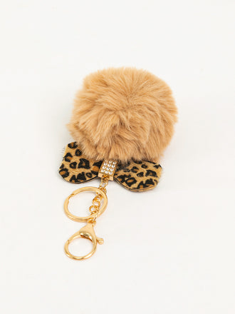 Bow and Pompom Keychain