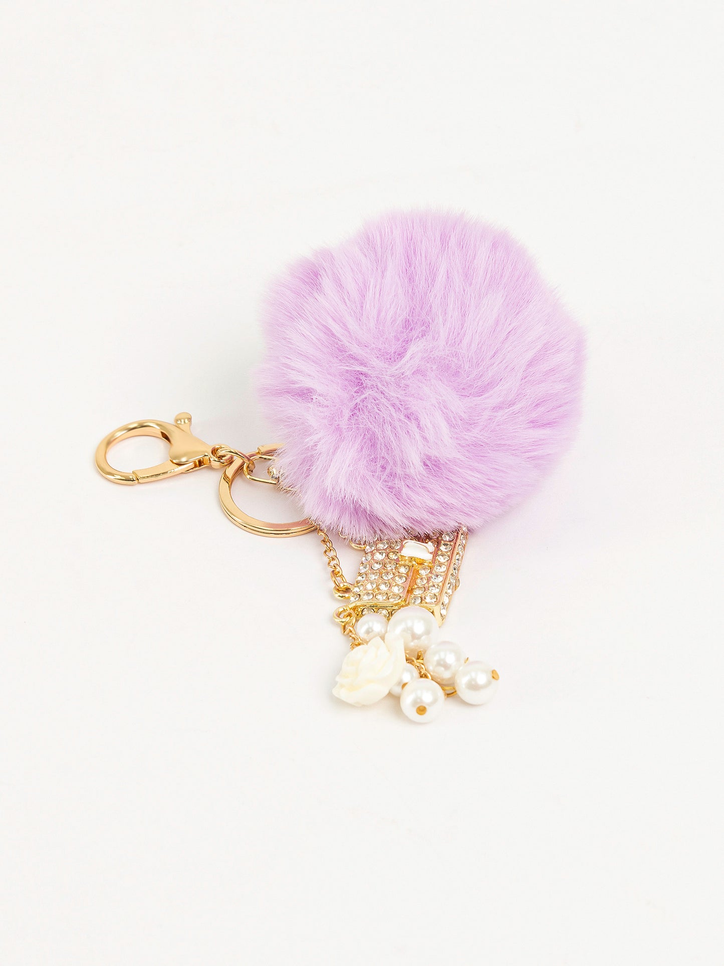 Bejeweled Pompom Keychain