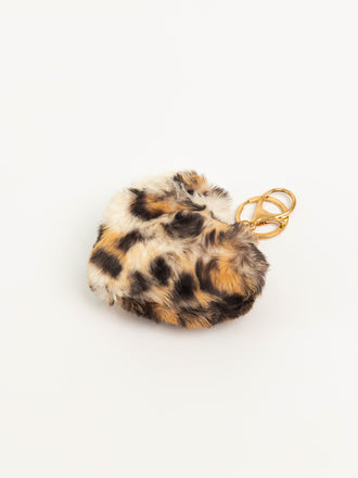 Animal Print Pompom Keychain