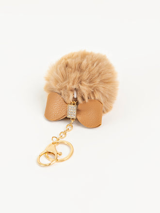 Bow Pompom Keychain