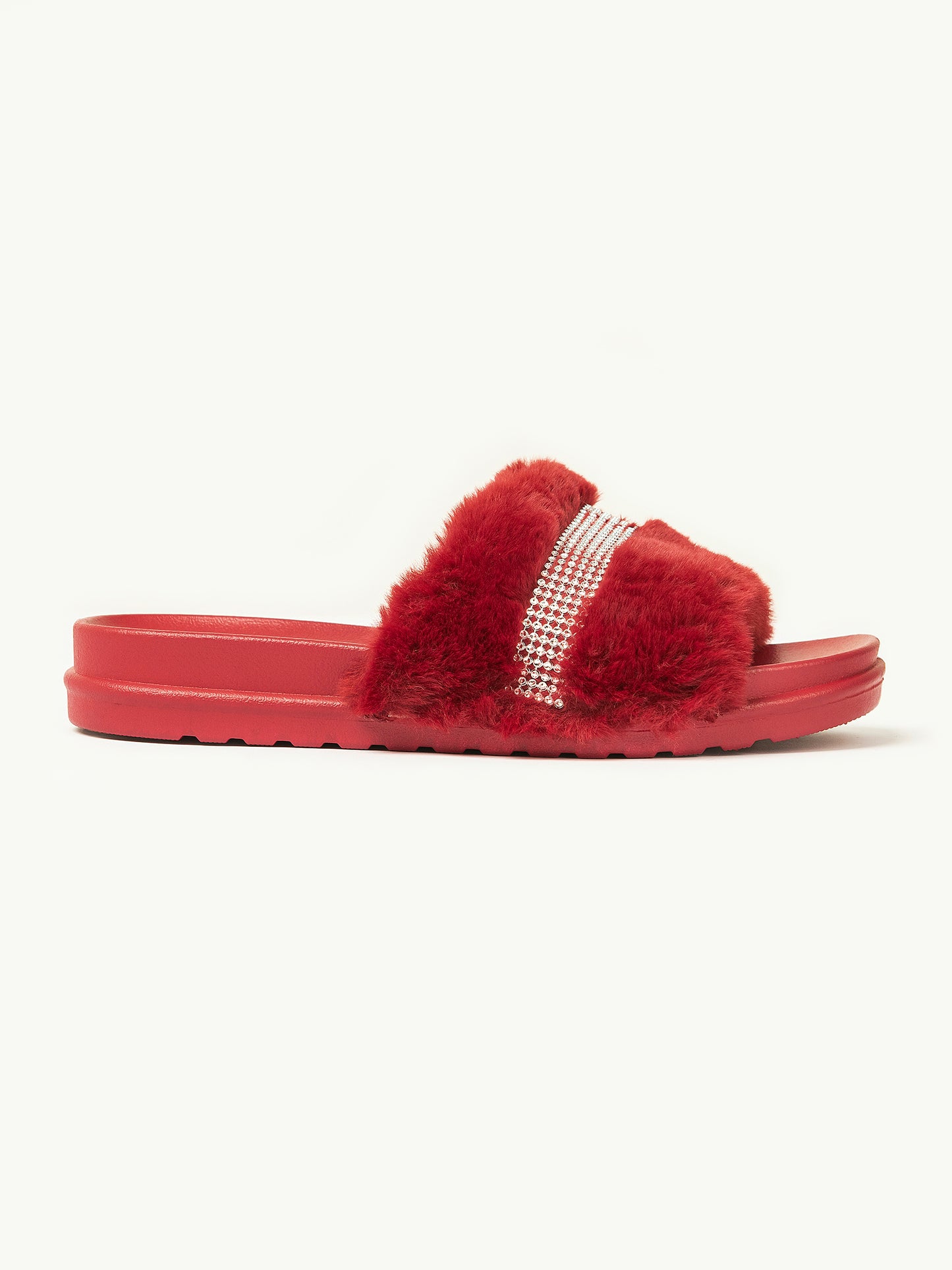 Embellished Fur Sliders