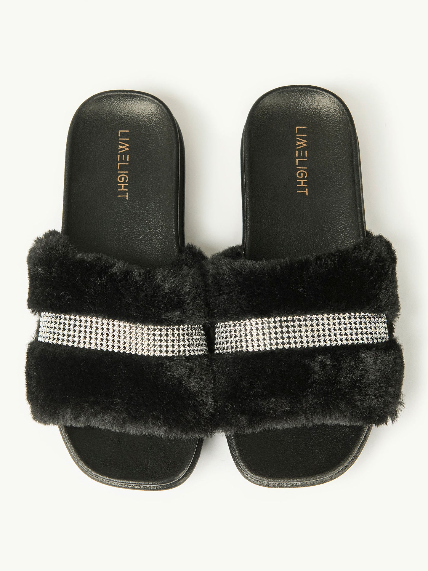 Embellished Fur Sliders