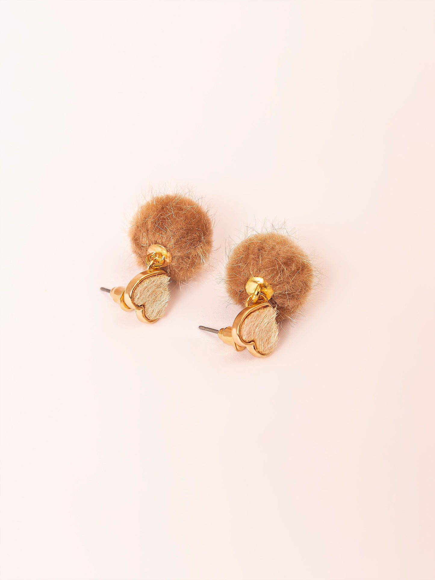 Heart Pompom Earrings