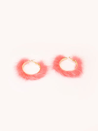 Fur Hoop Earrings