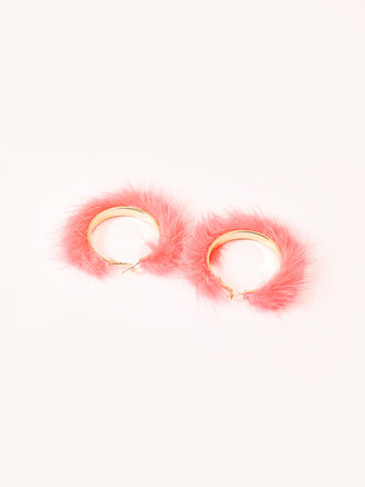 Fur Hoop Earrings