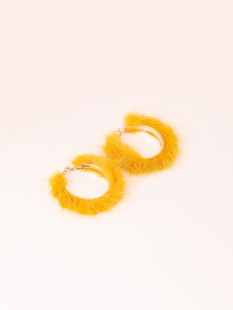 Fur Hoop Earrings