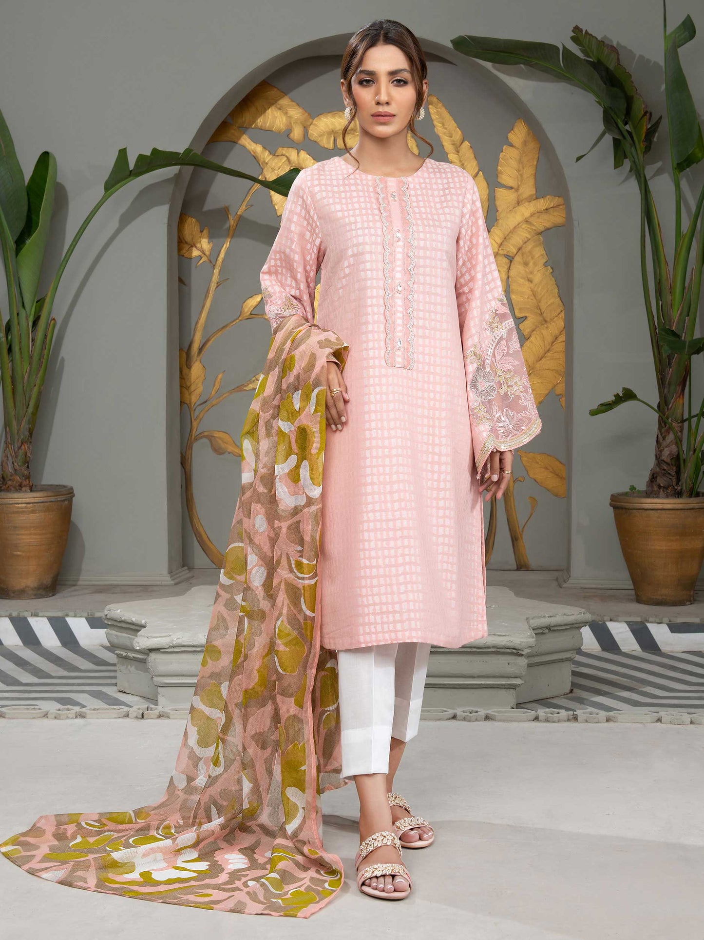 2 Piece Jacquard Suit-Embroidered (Unstitched)