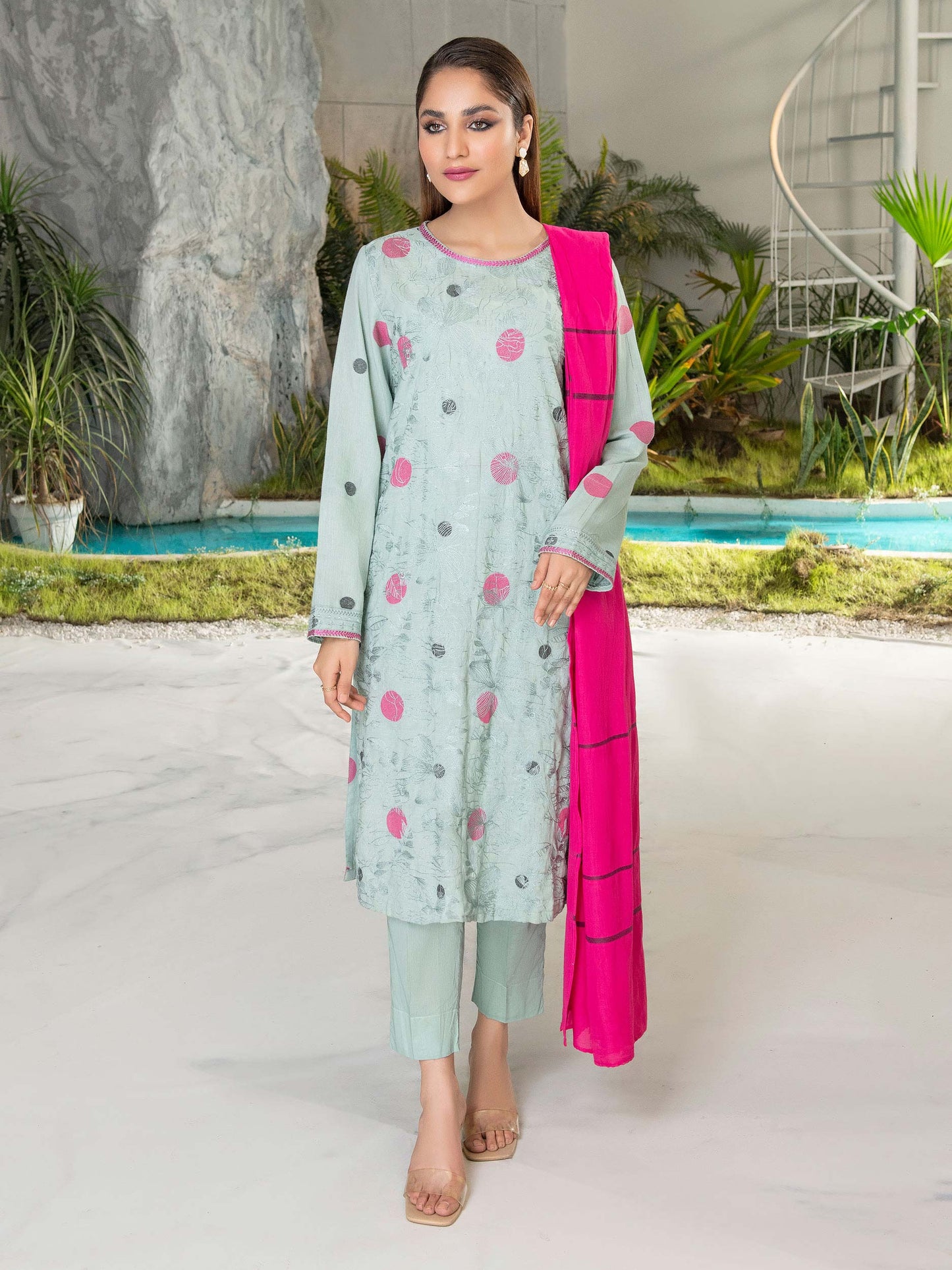 3 Piece Embroidered Jacquard Suit