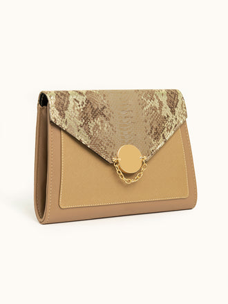 Snake Print Envelope Clutch