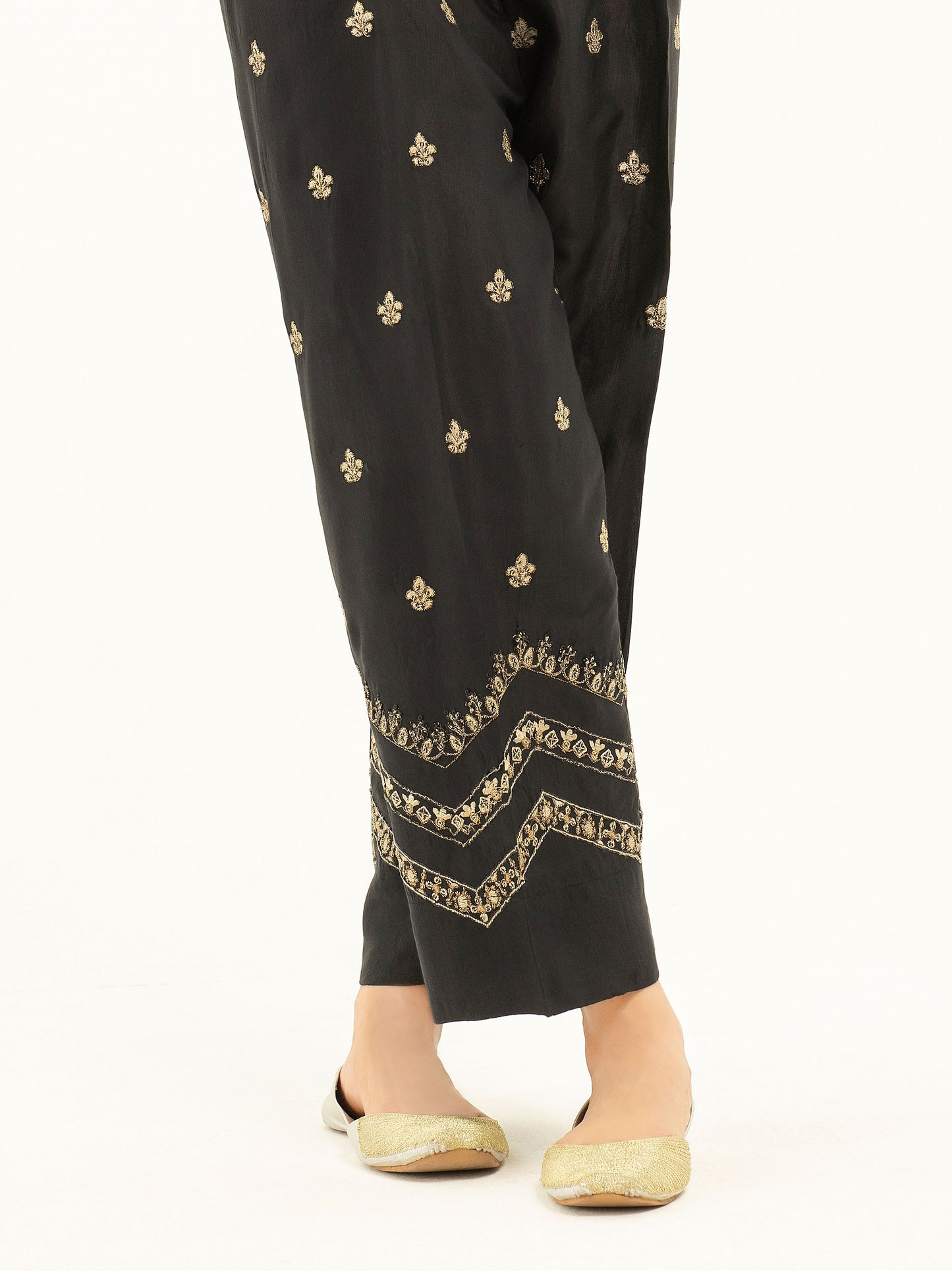 Embroidered Silk Trousers