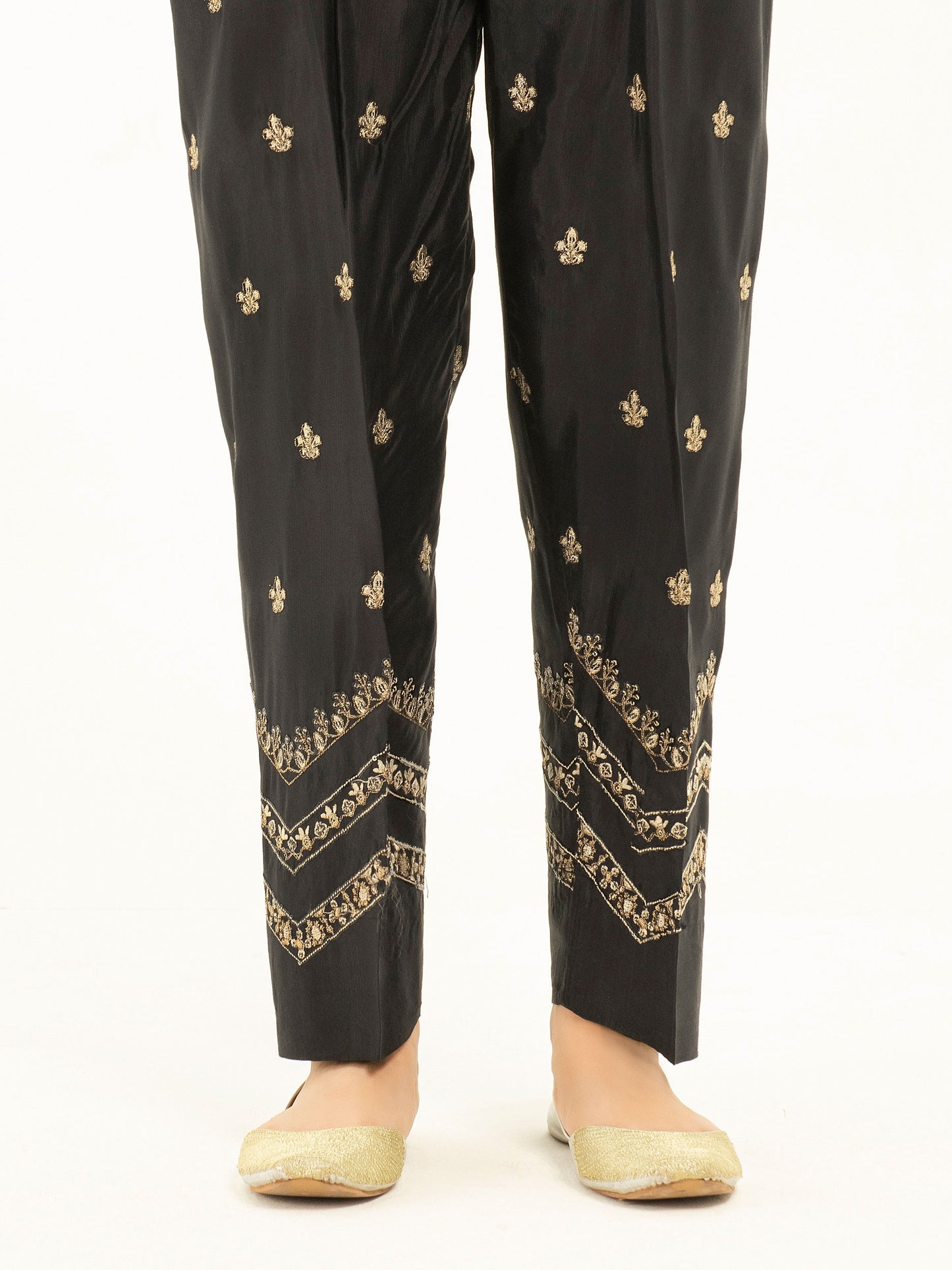 Embroidered Silk Trousers