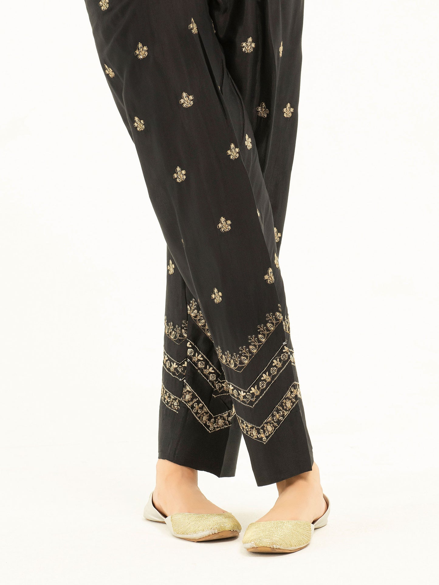 Embroidered Silk Trousers