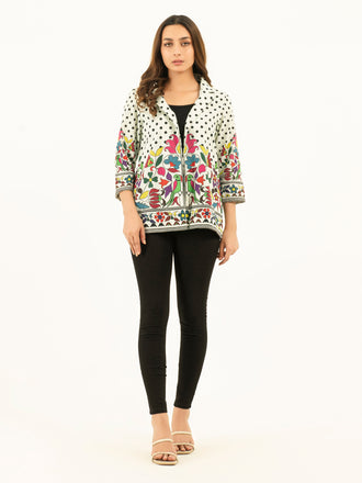 Printed Khaddar Cardigan