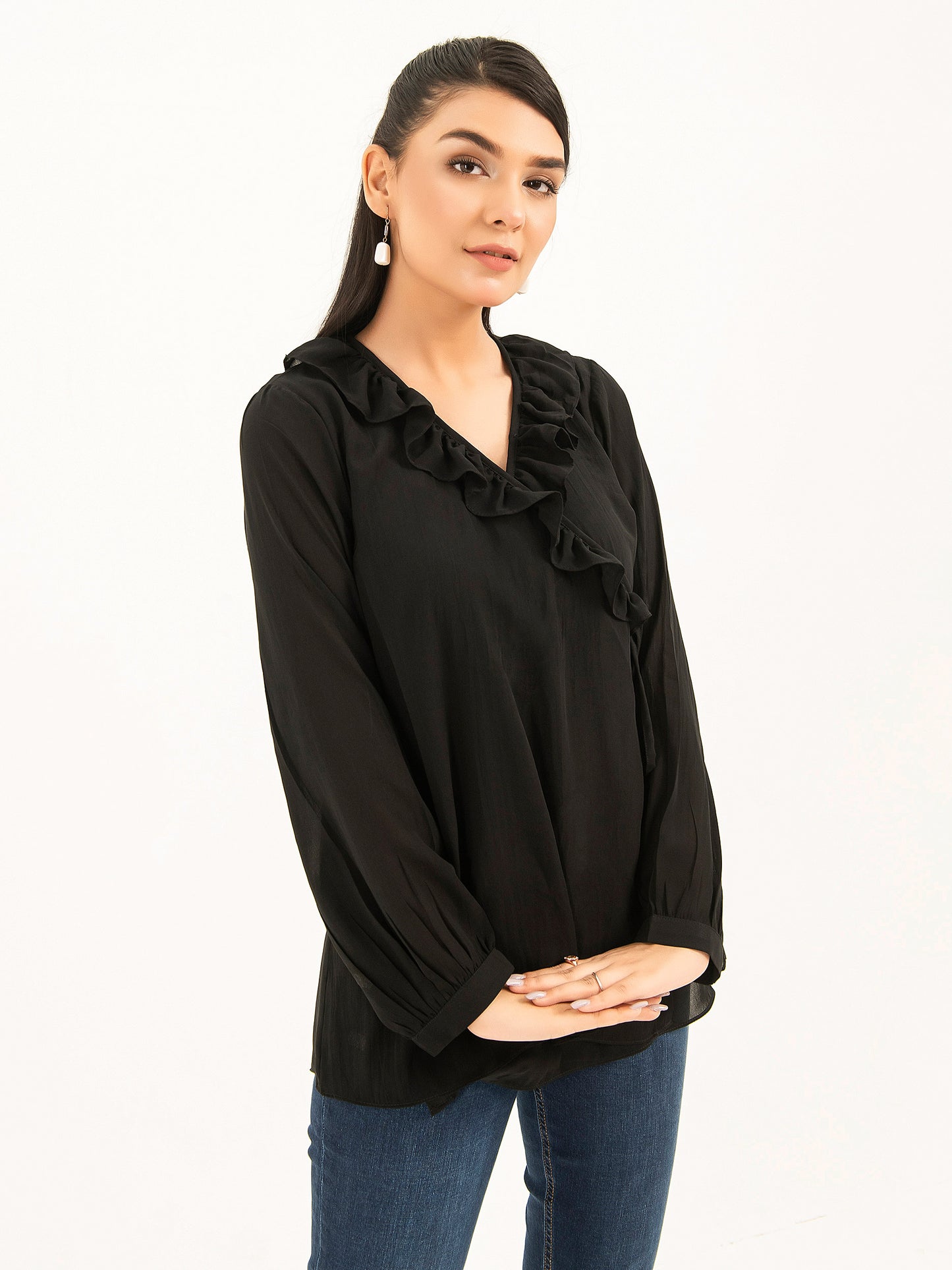 Ruffled Chiffon Top