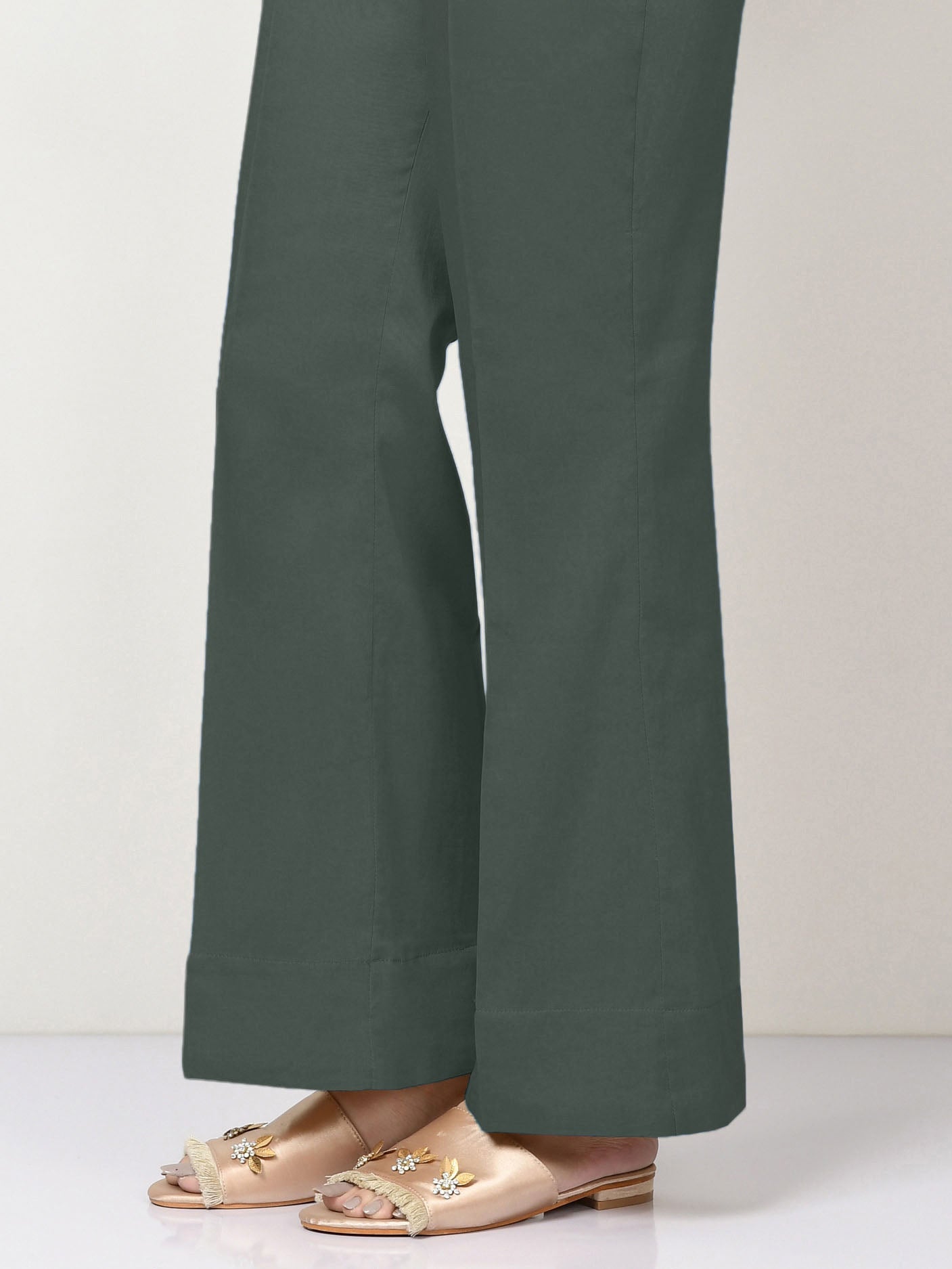 Unstitched Cambric Trouser - Dark Green