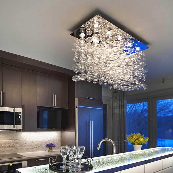 Rectangular Base Bubble Glass Chandelier for kitchen - Sofary lighting