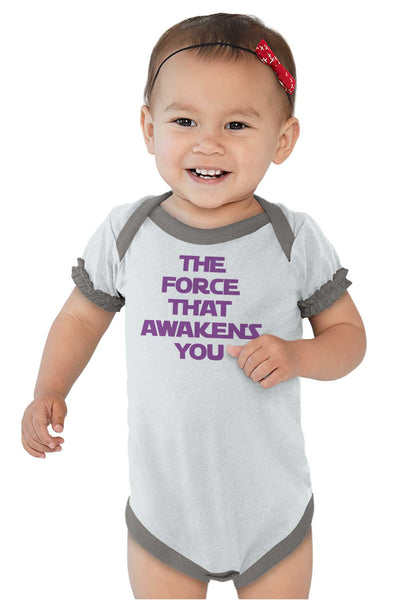 Force Awakens You Cute Space Nerd Shower Gift Infant Baby Ruffled Trim Romper 