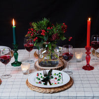 Boho Red Glass Candle Holder