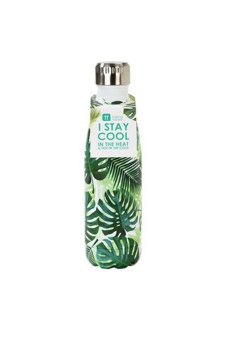 talking tables eco stainless steel water bottle in palm leaf print