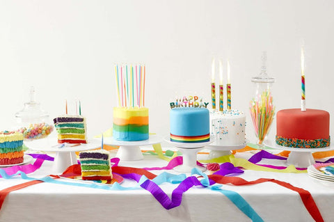 talking tables rainbow ice fountain and cake candles