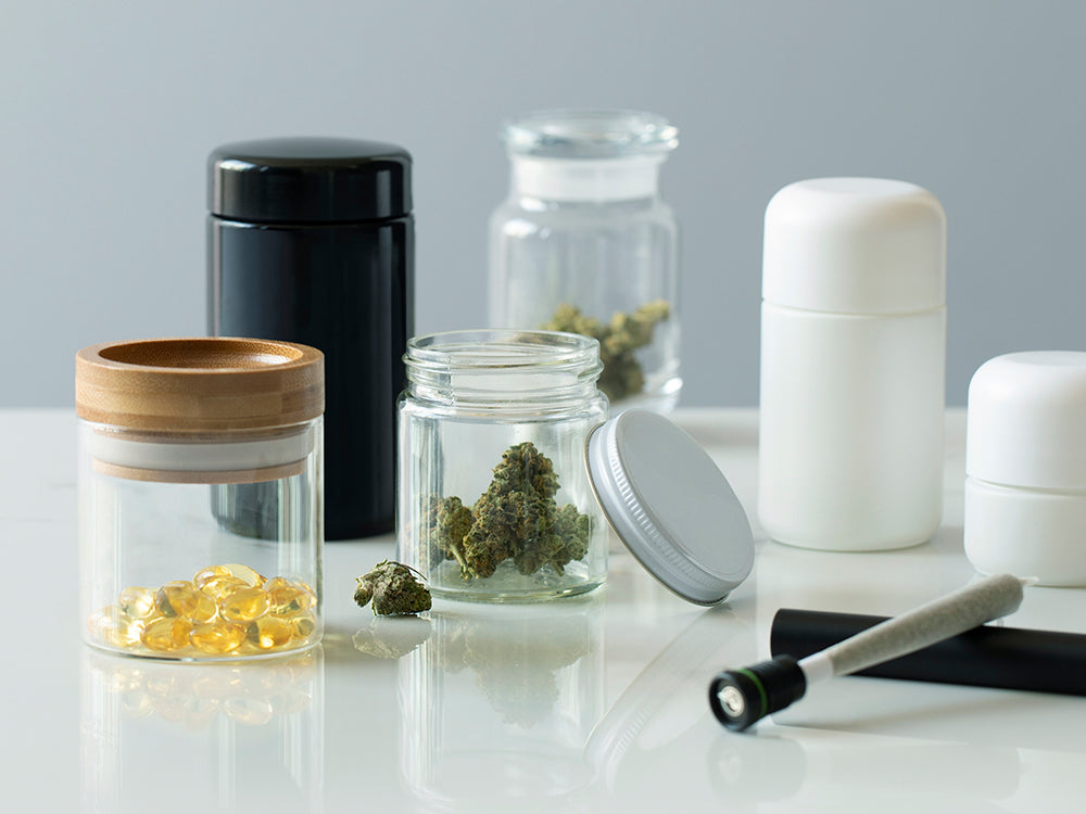 Image of several cannabis products in jars 